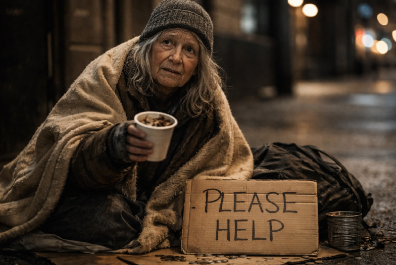 elderly-homeless-lady-with-a-coffee-cup-begging-for-change