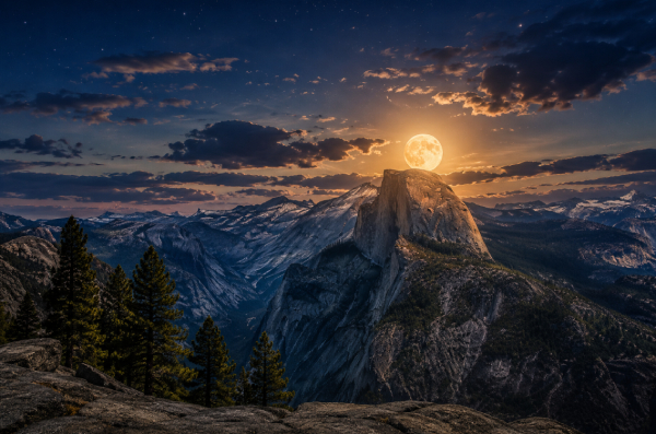 a-lonely-beaver-moon-sits-over-the-horizon-of-yosemite's-half-dome